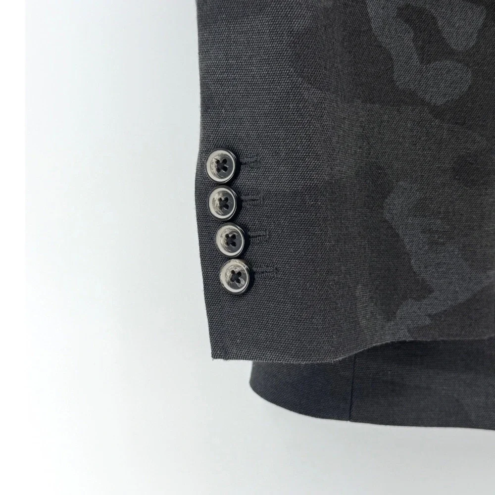 Murano Mens Slim Fit Camo Blazer Charcoal Grey Stretch Sport Coat XL Camouflage
